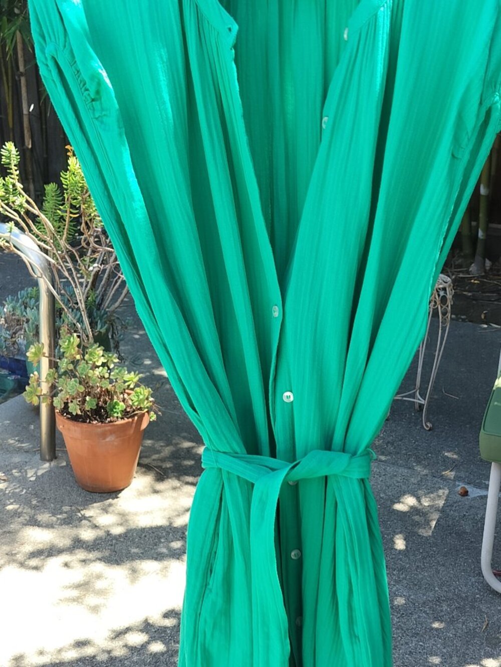 GAP Green Gauze Belted Shirt Dress Size XL - Picture 7 of 9